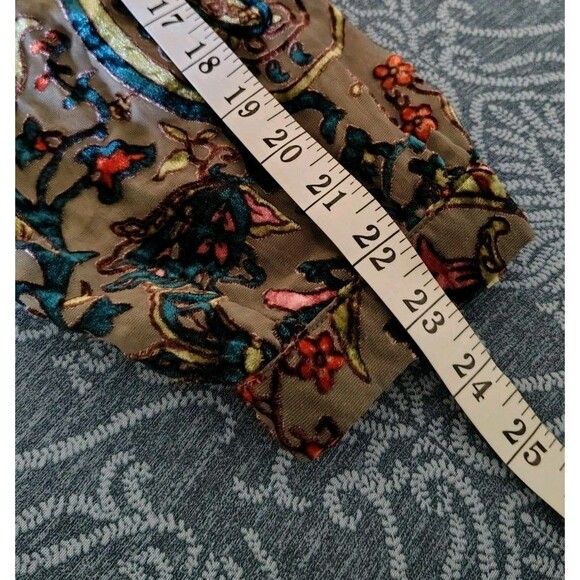 Adore Blouse Size XL Button Long Sleeve Sheer Floral Rayon Velvet - Picture 7 of 11